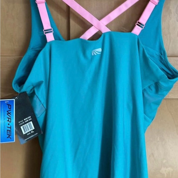 Marika Teal and Pink Cross-Back Tank Top - Picture 3 of 3